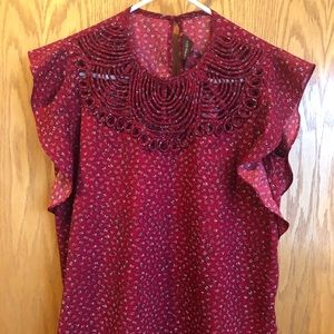 Ranna Gil red floral blouse